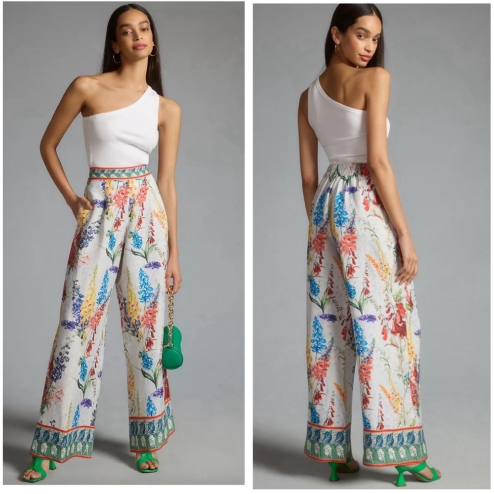 Ranna Gill Printed Floral Wide Leg Pants Size Small New With Tags!